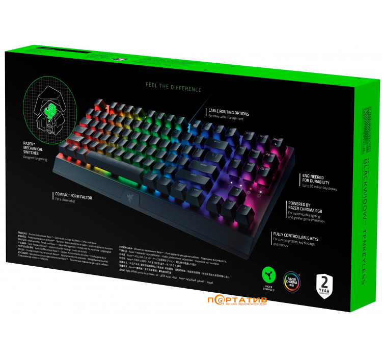 Ігрова клавіатура Razer BlackWidow V3 TKL Green RU (RZ03-03490700-R3R1)